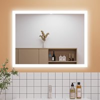 Aica Sanitaire - Dimmable 3 Colour Bathroom Mirror with Lights Anti Fog Touch Sensor Wall Mounted led Bathroom Mirrors - 900x700mm