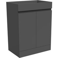 Acezanble - Bathroom Storage Cabinet Base Vanity Unit Free Standing Furniture Floor Cupboard with 2 Doors, Shelf, softclose, High Gloss Grey,