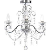Spa Vela 3-Light Flush Chandelier Crystal Glass and Chrome