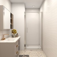 SKY - Bathroom Pivot Shower Door 1000x1850mm Single Door Shower Bath Enclosure Chrome Frame