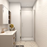 SKY - Bathroom Pivot Shower Door 860x1850mm Single Door Shower Bath Enclosure Chrome Frame