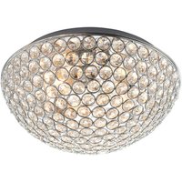 Chryla 3 Light Bathroom Flush Ceiling Light Chrome, Clear Crystal Detail IP44, G9