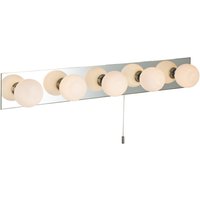 Showtime 5 Light Switched Bathroom Over Mirror Mirror Wall Light Mirror, Opal Glass IP44, G9