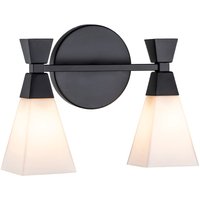 Bowtie 2 Light Bathroom Wall Lamp, Matte Black IP44