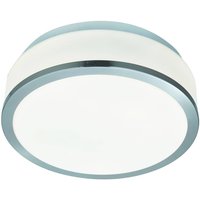 Discs Bathroom Flush 2 Light Ceiling Satin Silver, Opal IP44, E27
