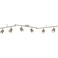 Samson 6 Light Bathroom Ceiling Spotlight Bar Satin Silver IP44, GU10