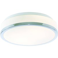 Discs Bathroom Flush 2 Light Ceiling Chrome, Opal IP44, E27