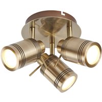 Samson 3 Light Bathroom Ceiling Spotlight Antique Brass IP44, GU10