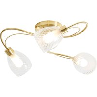 Veria 3 Light Bathroom Ceiling Light Satin Brass, Clear IP44