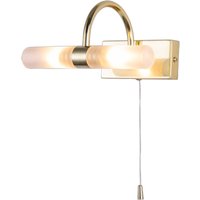 Corvus 2 Light Bathroom Wall Lamp Satin Brass IP44