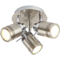 Samson 3 Light Bathroom Ceiling Spotlight Satin Silver IP44, GU10