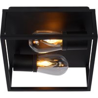 Carlyn Modern Flush Ceiling Light Bathroom - 2xE14 - IP54 - Black