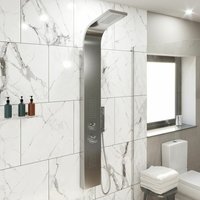 Aquari - Thermostatic Shower Panel Column Tower With Body Jets Twin Head Bathroom Silver