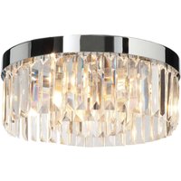 Bathroom 5 Light Flush Ceiling Light Chrome, Clear Crystal (K9) Glass Detail IP44