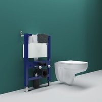 0.82M Low Height Concealed Cistern Frame And Rimless Wall Hung Toilet Set - Sky Bathroom