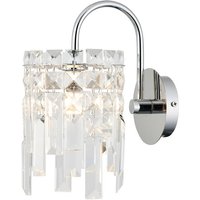Wayland Wall Light, 1 x G9, IP44, Polished Chrome/Crystal