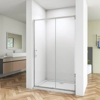 Bathroom 1000mm Bathroom Sliding Door Shower Enclosure 5mm Safety Tempered Glass Screen with Shower Base Tray 1000x760mm and Waste Trap H1900mm - SKY