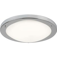 Searchlight - Flush - led Large Round Bathroom Flush Ceiling Light Satin Silver, White IP44
