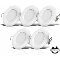 Dewdat - 5 led bathroom spotlights, ultra-flat 25mm, Ø90mm, white, recessed ceiling light, 5-7W led panel, 460Lm, neutral white 4000K