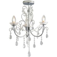 Tabitha - 3 Light Semi Flush Bathroom Multi Arm Ceiling Light Chrome, Clear Crystal (K9) Glass Detail IP44, G9 - Endon