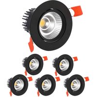 6 x led recessed spotlights, 5 w cob ceiling recessed light, cool white 6000 k, 500 lm, ac 220-240 v, Ra≥90, beam angle 24 °, IP44, for bathroom,