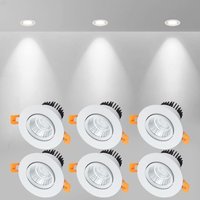 X led recessed spotlight, 5 w cob ceiling recessed light, cool white 6000 k, 500 lm, ac 220-240 v, Ra≥90, beam angle 24 °, IP44, for bathroom,
