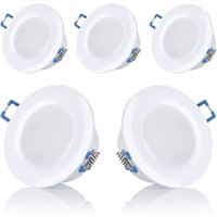 Set of 5 led recessed bathroom spotlights, IP44, 230 v, ultra-flat, 5 w, available in warm white and cool white, round, white, for bathroom, Opening
