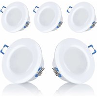 Set of 5 led spotlights, recessed, for bathroom, IP44, 230 v, ultra flat, 5 w, available in warm white and cold white, round, white, for