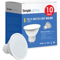 10 X 4.5w GU10 LED Bulb - Cool White, Natural White or Warm White