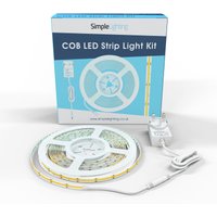 5m COB Dotless LED Strip Kit Including Plug-In Power Supply - Cool, Natural, Warm White