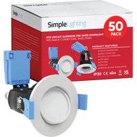 50 Pack - Tilt Fire Rated Downlights, Open Can, GU10, White Bezel