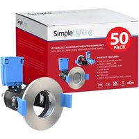 Pack of 50 GU10 Fire Rated Fixed Downlights in a Brushed Chrome Finish