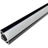 2m, Black, Corner Aluminium Profile, With Frosted Diffuser