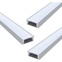 Pack of 3 Shallow 7mm Surface Mounted LED Aluminium Profiles, 1 Metre Long
