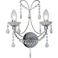Autumn 2 Light Crystal Glass Bathroom Wall Light In Chrome