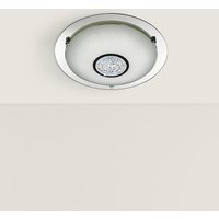 Portland LED White Glass Bathroom Flush Light In Chrome