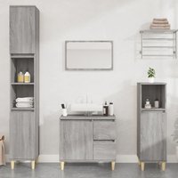 Pueblo Wooden 3 Piece Bathroom Furniture Set In Grey Sonoma