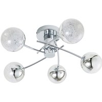Spa Rhodes LED 5-Light Flush Ceiling Light 24W Cool White Crackle Effect and Chrome
