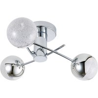 Spa Rhodes LED 3-Light Flush Ceiling Light 15W Cool White Crackle Effect and Chrome