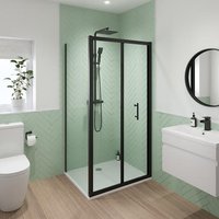 Luxura Bifold Shower Enclosure 1000 x 800mm with Tray - 6mm Black
