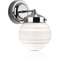 Firstlight Art Deco Classic 1930's Style Decorative Wall Light in Chrome and Milky White Glass