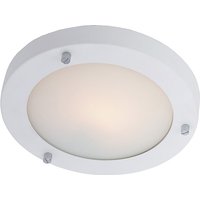 Firstlight Rondo Modern Style 18cm Flush Ceiling Light in Matte White and Opal Glass
