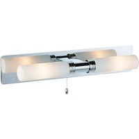 Firstlight Spa Contemporary Style 2-Light Wall Light with On/Off Pull Cord in Chrome and Opal Glass