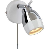 Firstlight Marine Modern Style Wall Spotlight with On/Off Pull Cord Chrome and White