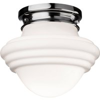 Firstlight Art Deco Style Decorative Flush Ceiling Light in Chrome and Milky White Glass
