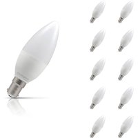 10-Pack Crompton Candle LED Light Bulbs B15 2.2W (25W Eqv) Cool White Opal Small Bayonet Frosted