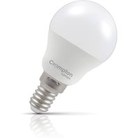 Crompton Golfball LED Light Bulb E14 6.5W (60W Eqv) Dim Cool White Opal Round Small Screw Frosted