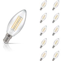 10-Pack Crompton Candle LED Light Bulbs B15 4.2W (40W Eqv) Cool White Clear Filament Small Bayonet