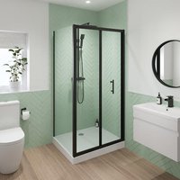 Luxura Bifold Shower Enclosure 1000 x 900mm with Raised Tray - 6mm Black
