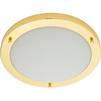 Spa 310mm Delphi LED Flush Ceiling Light 18W Cool White Opal Glass and Brass